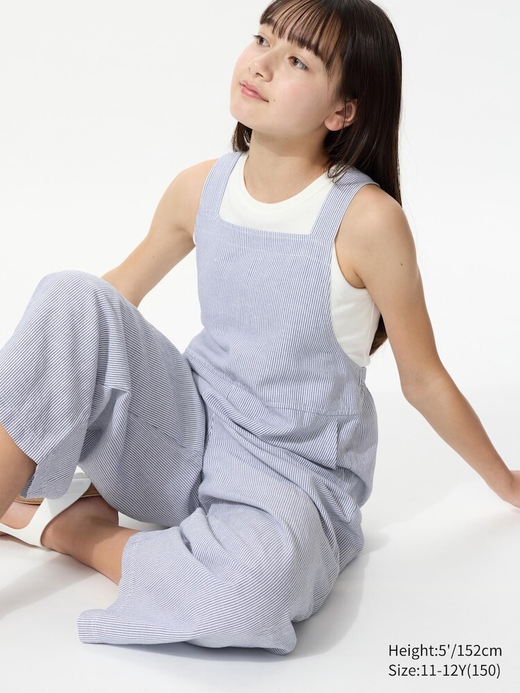 

Комбинезон из льняной смеси полосатый Uniqlo, цвет 65 синий