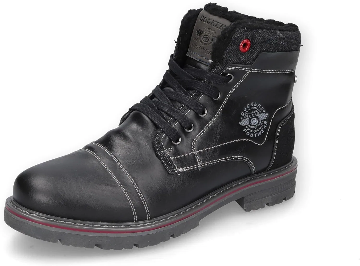 Мужские армейские ботинки Dockers by Gerli, ботильоны, теплые на подкладке, Black 100