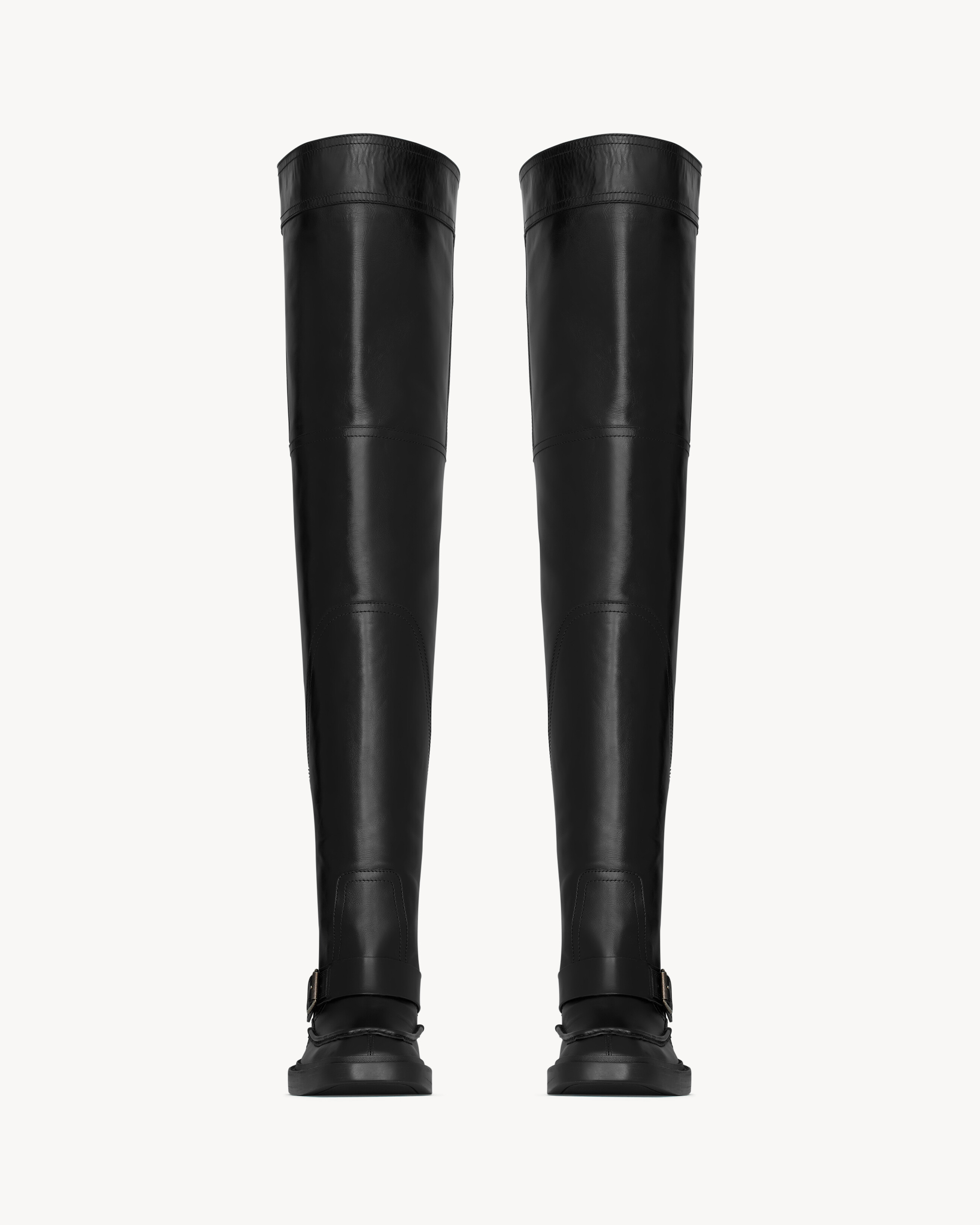 Сапоги-ботфорты JOE из гладкой кожи SAINT LAURENT, черный — фото 3