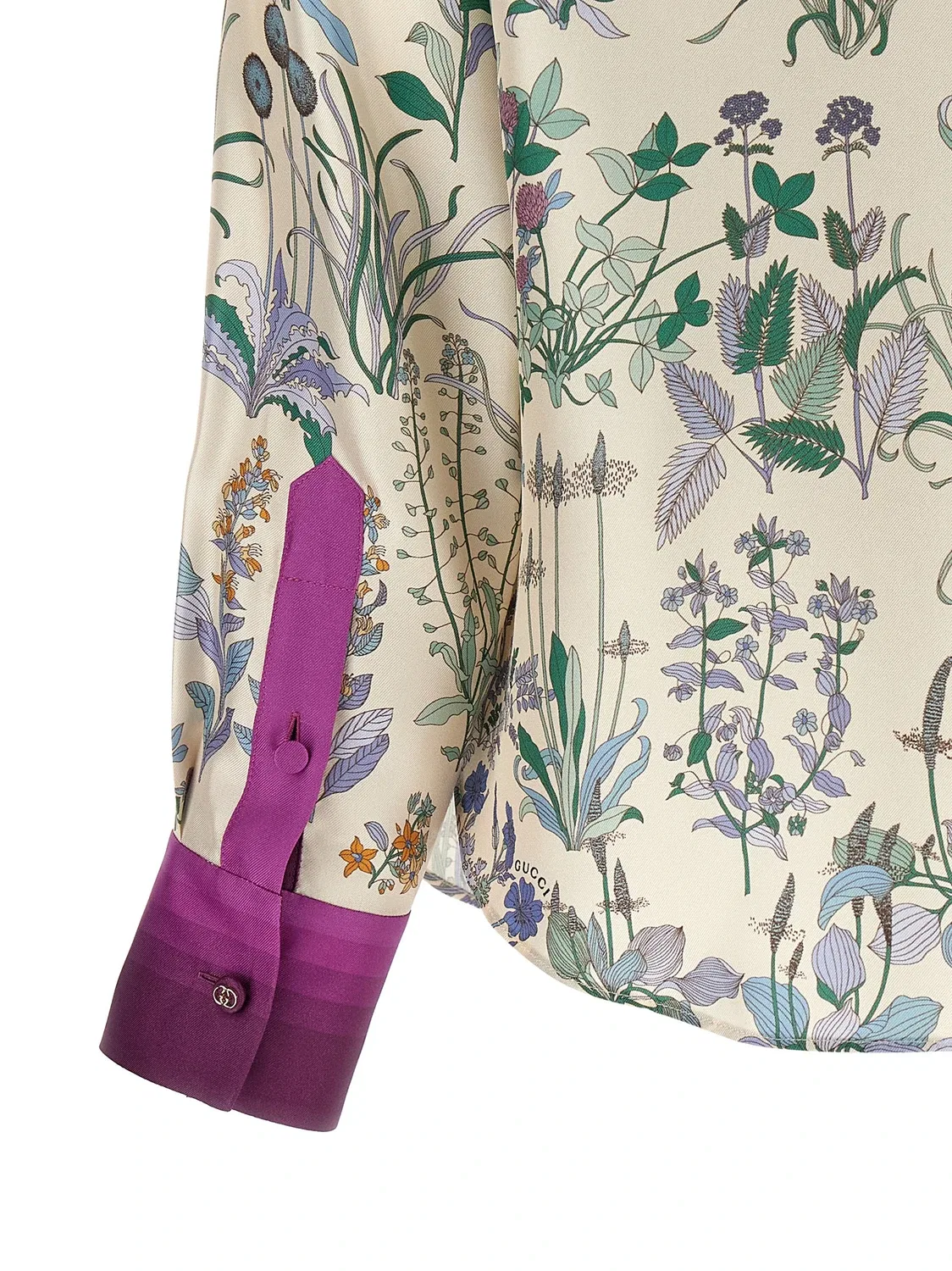 Шелковая рубашка GUCCI, классический крой, мультиколор — фото 4