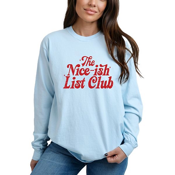 

Футболка с длинным рукавом The nice-ish list club distressed Simply Sage Market, Chambray