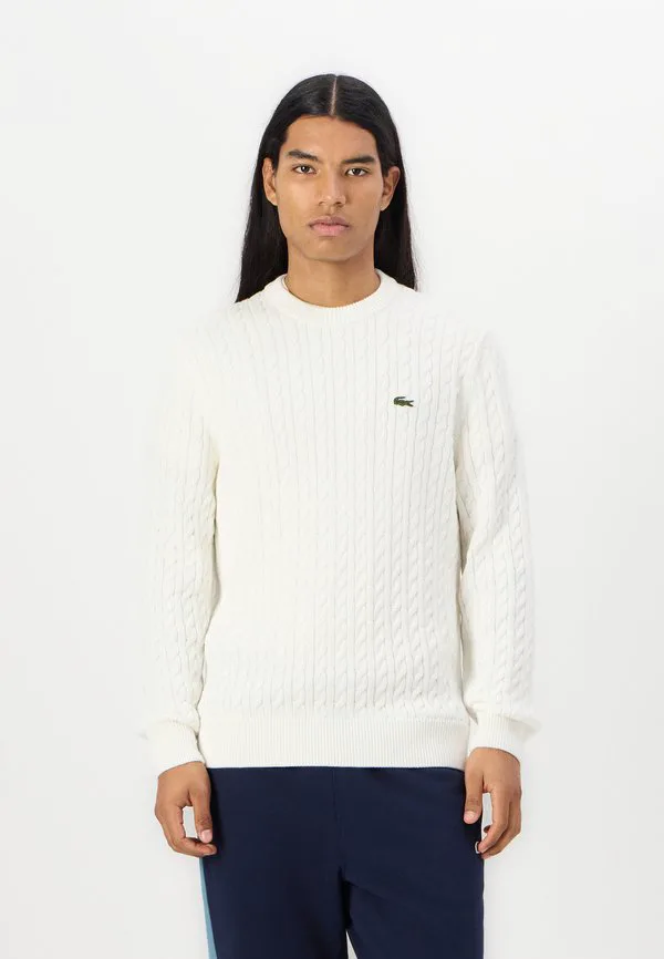 Джемпер Lacoste Однотонный с деталями "косичка", Flour/зеленый