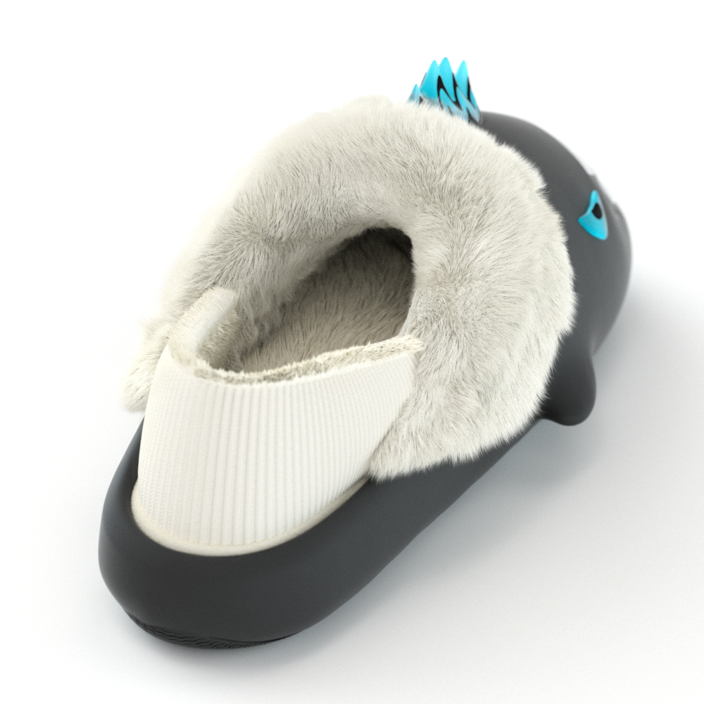 HelloSlippers Акула Зима Шаркикс Зима Ядерный Монстр, закрытые тапочки на каблуке унисекс черные, цвет Black — фото 4