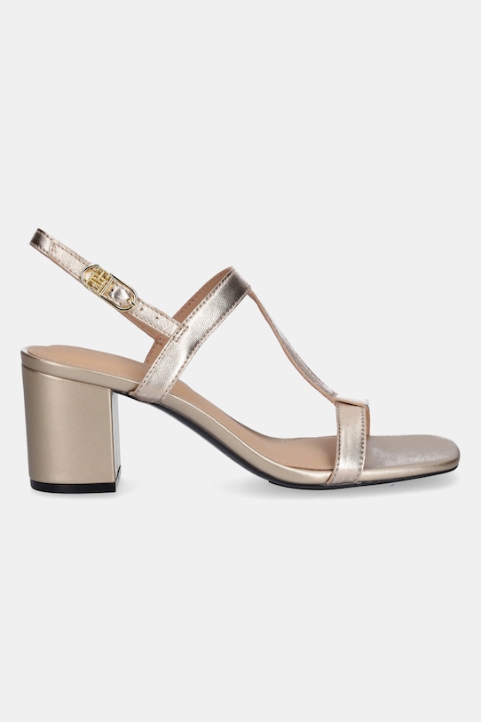 Кожаные сандалии Leather block heel sandal metal Tommy Hilfiger, золотой — фото 2