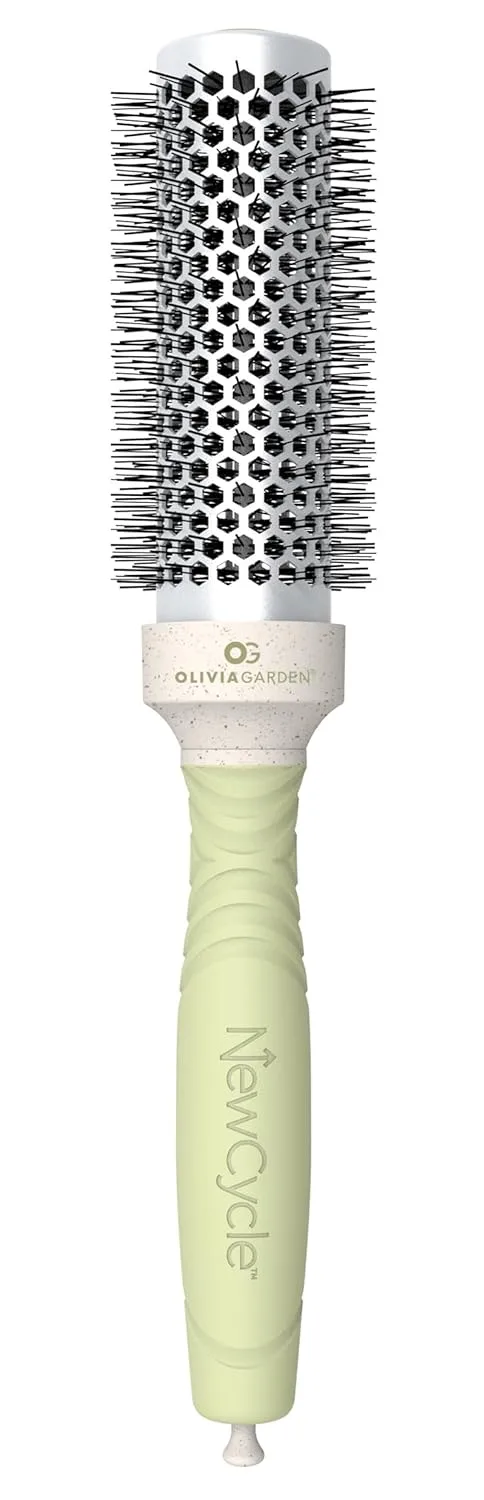 Термощетка для волос Olivia Garden NewCycle Round Thermal Hair Brush (не электрическая) с керамическим корпусом, ионной технологией и изготовлена ​​из 100% переработанного материала (кроме щетины). 4,8 см (термо-круглая)