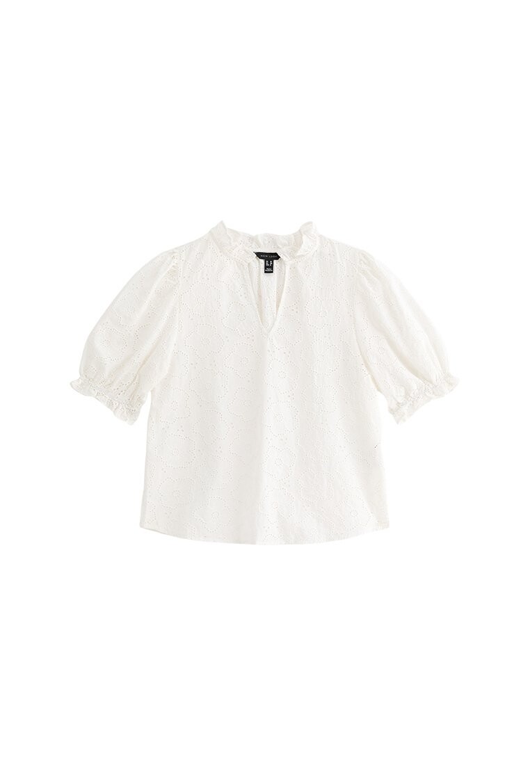 

Блуза FRILL FLORAL BRODERIE New Look, белый