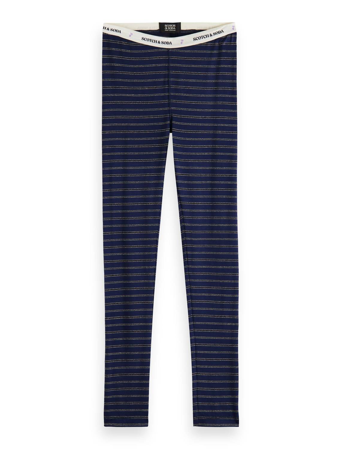 Детские полосатые блестящие леггинсы в синем цвете SCOTCH & SODA — фото 4