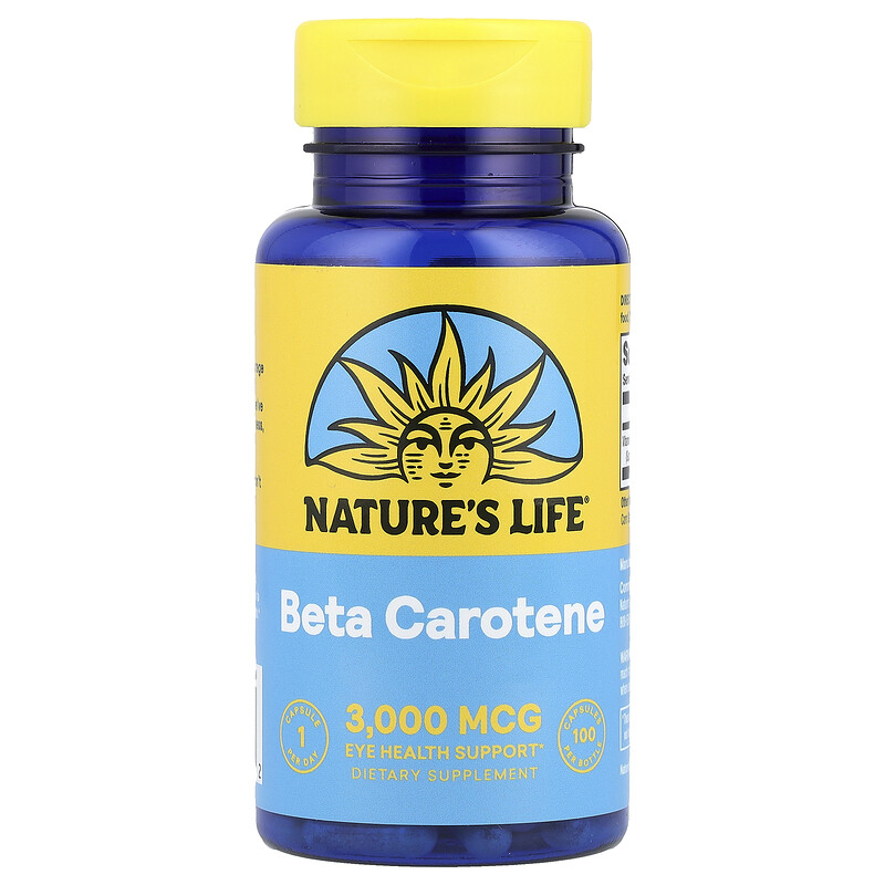

Nature's Life, Бета-каротин, 3000 мкг, 100 капсул