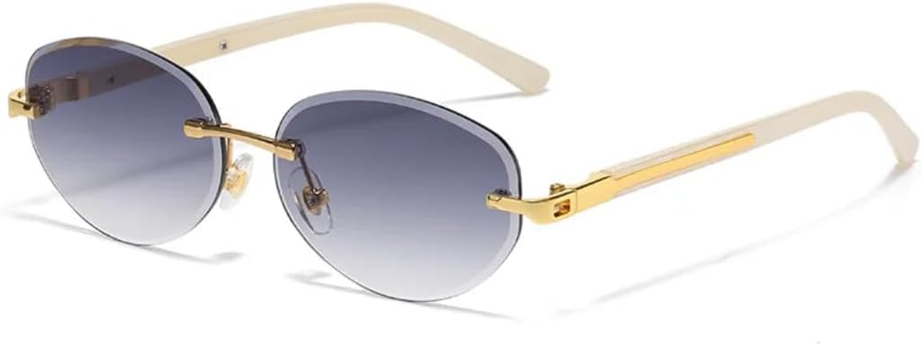 

Солнцезащитные очки с защитой UV400 | Металлическая оправа, овальные градиентные линзы в стиле панк | Для женщин и мужчин, для занятий спортом на открытом воздухе и вождения DSVIGF, Gold-gray