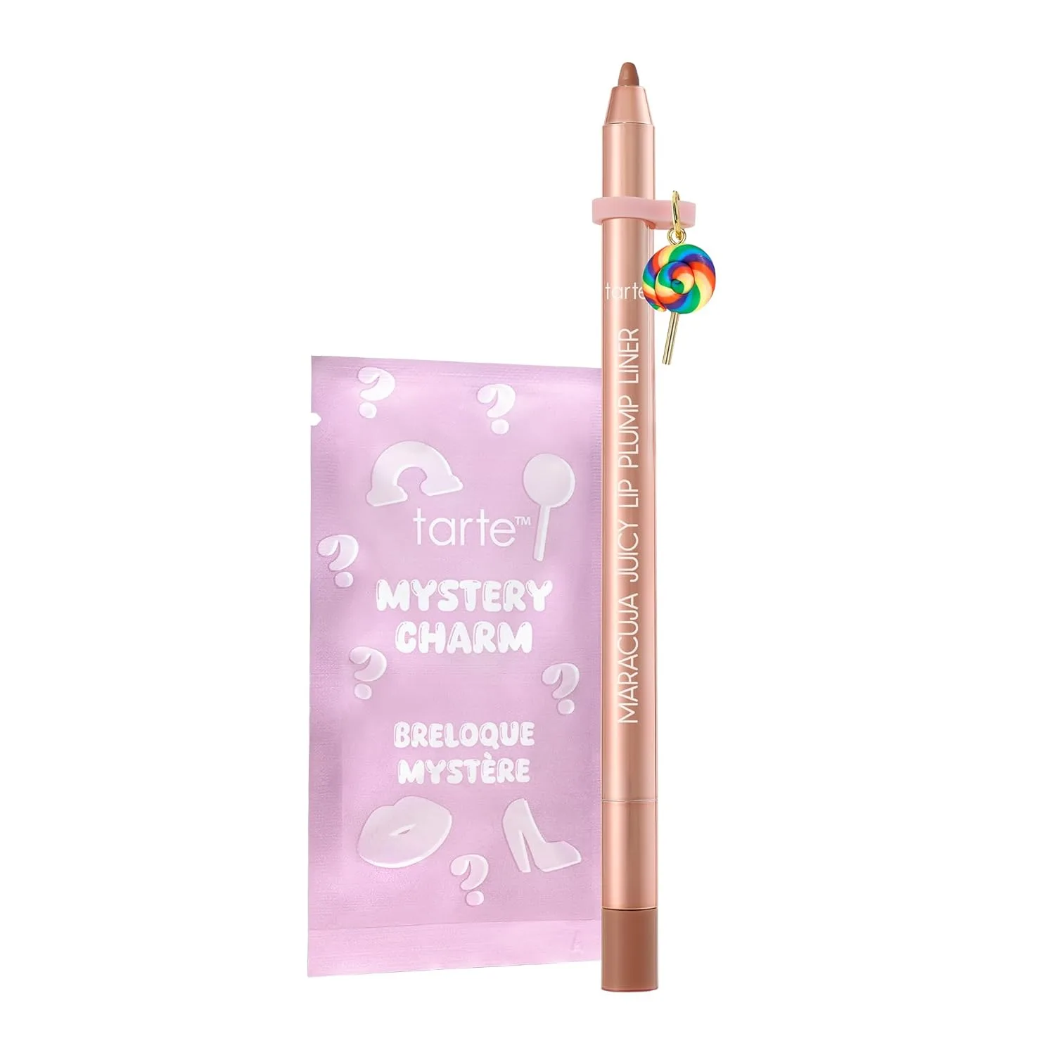 Tarte Maracuja Juicy Lip Plump лайнер для губ с гиалуроновой кислотой, увлажняющий и увеличивающий объем без инъекций, включает Mystery Charm, веганский, без жестокости, полный размер 0.57 г (1 шт.), caramel