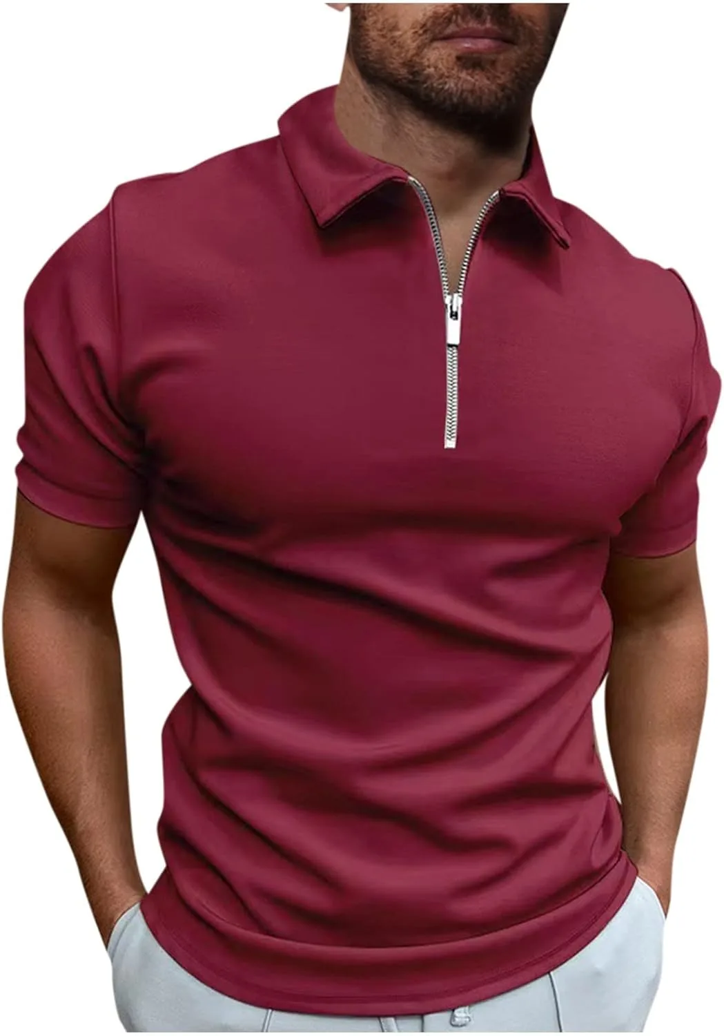 

Ymosrh мужская поло с коротким рукавом и молнией, легкая, для гольфа, S-5XL