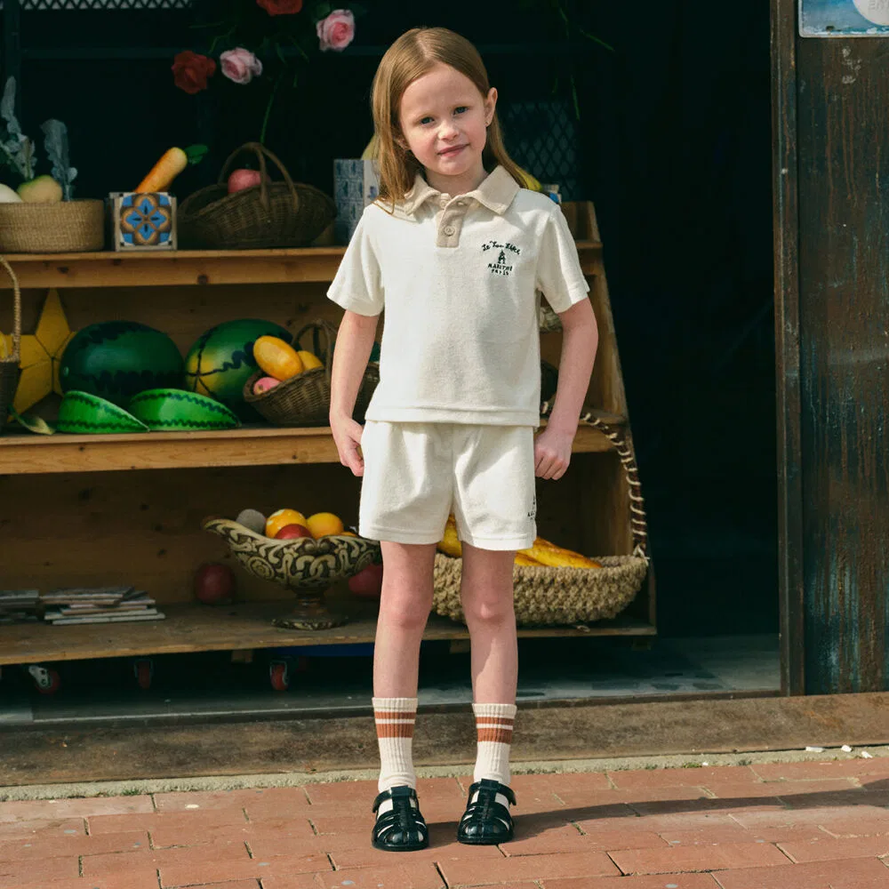 Детские махровые шорты Enfant цвета айвори от Marithé Kids