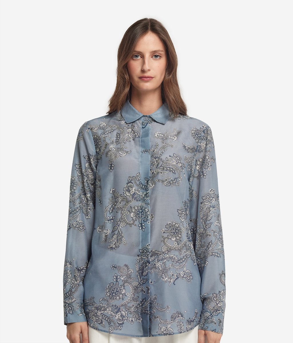 

Блузка на пуговицах Falconeri, цвет Blau Paisley Jeans