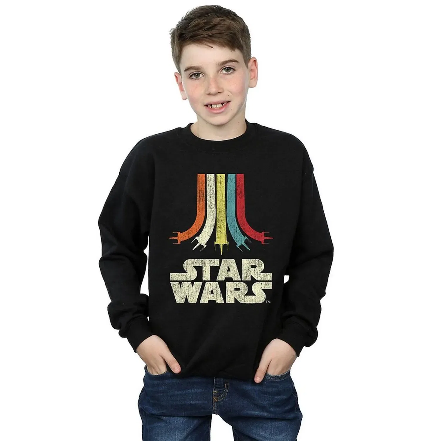 Худи-свитшот для мальчиков Rainbow Retro Star Wars, черный — фото 2