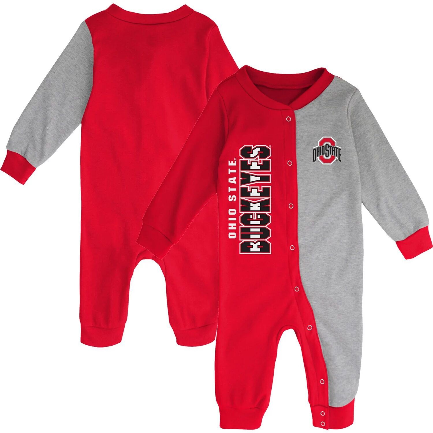 

Спальный комбинезон штата Ohio Buckeyes Outerstuff, красный/серый