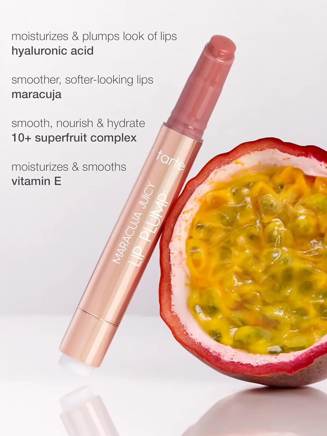 Tarte Maracuja Juicy Lip Plump - увлажняющий и объемный блеск-бальзам для губ с питательной гиалуроновой кислотой и витамином E, Vegan & Cruelty-Free, cherry blossom — фото 3