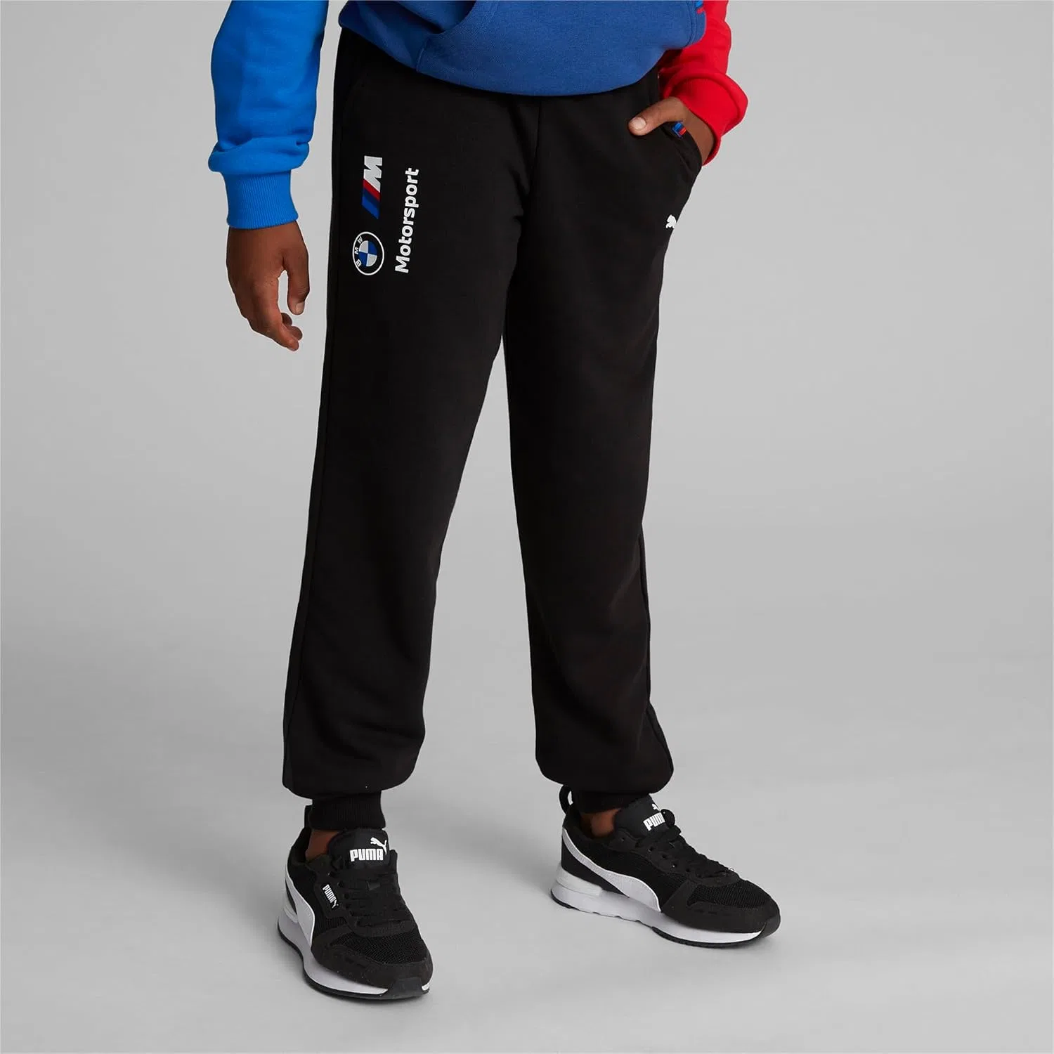 Детские спортивные штаны Puma BMW M Motorsport Essentials из французского махрового трикотажа, Puma Black — фото 2