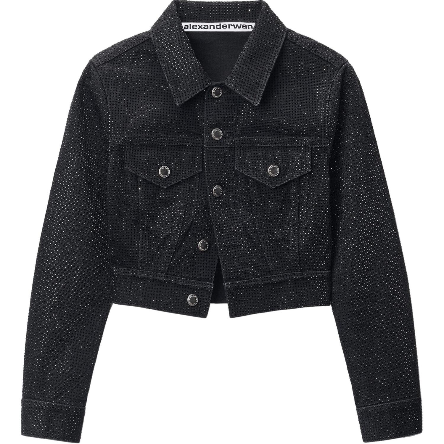 

Кристаллами украшенная джинсовая куртка Alexander Wang, черная, Черный, Кристаллами украшенная джинсовая куртка Alexander Wang, черная