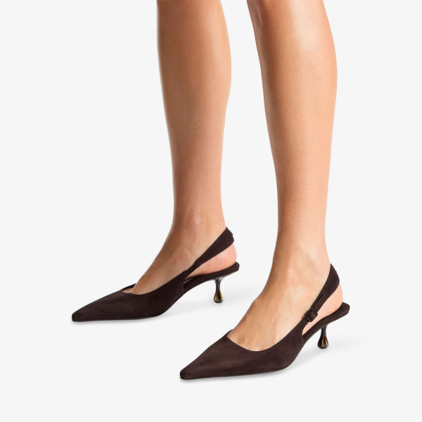 Лодочки Jimmy Choo Амел на каблуке с ремешком из замши, коричневый — фото 2