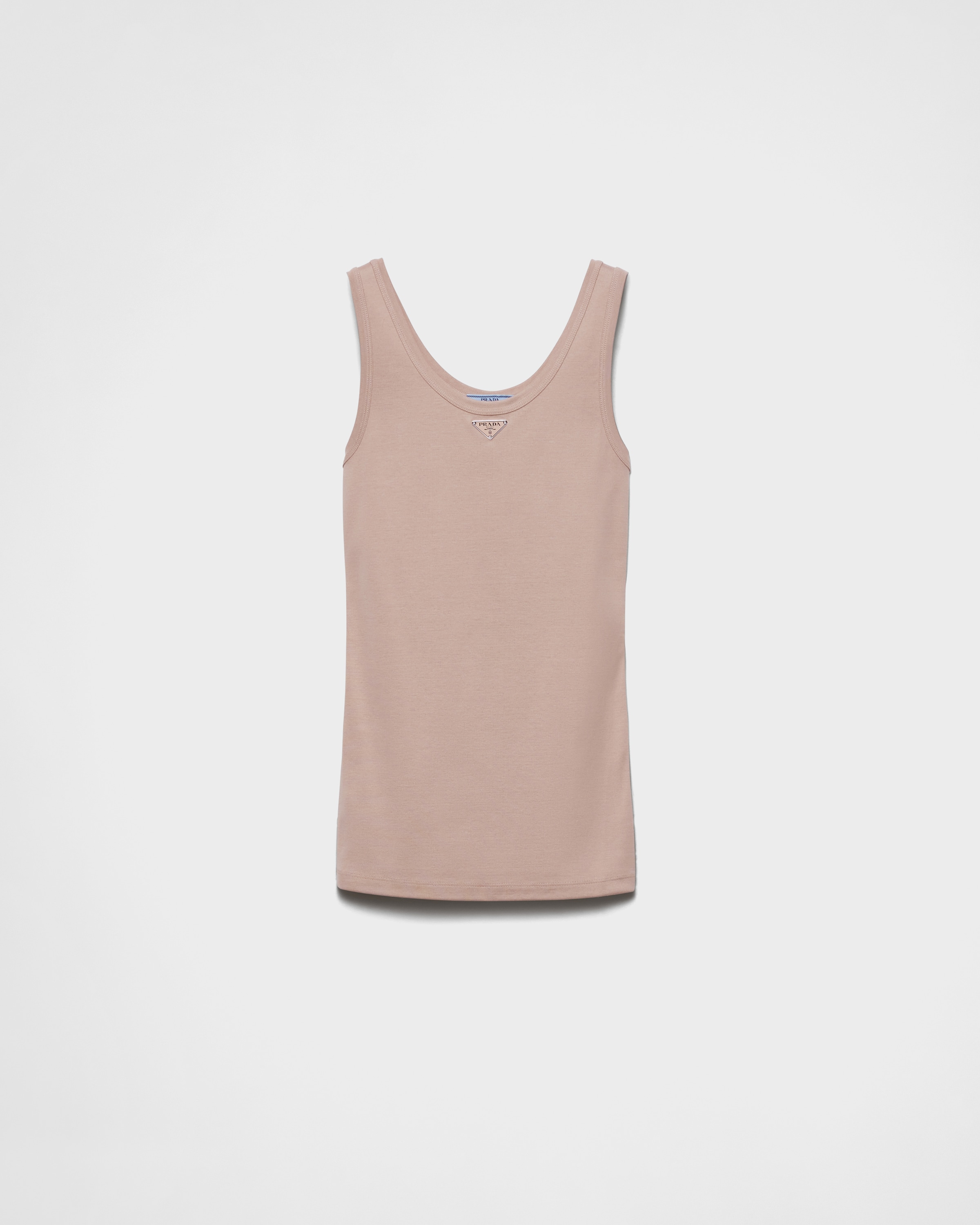 

Топ из рубчатого трикотажа Prada, бежевый