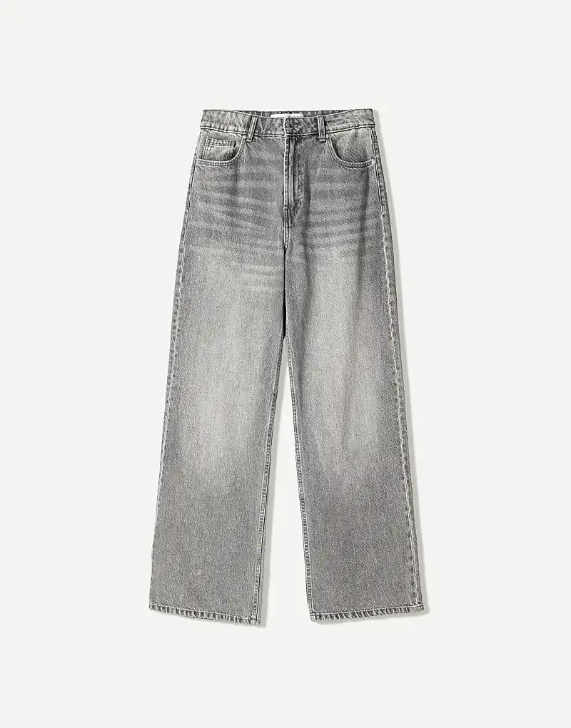 

Мешковатые джинсы Bershka Petite серого цвета