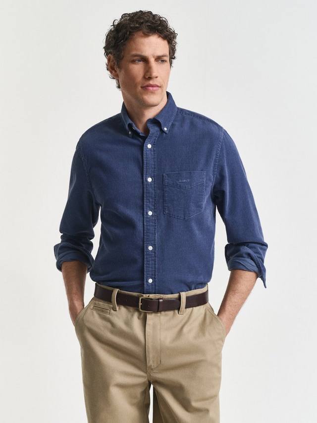 

Хлопковая рубашка Regular Fit из вельвета GANT, Naval Blue