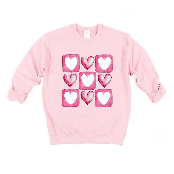 

Свитшот с розовым сердечками в клетку Simply Sage Market, Light Pink