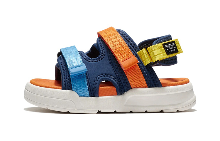 

LINING YOUNG Дышащие детские сандалии Sports Life Collection, синие, оранжевые, для детей 3–7 лет