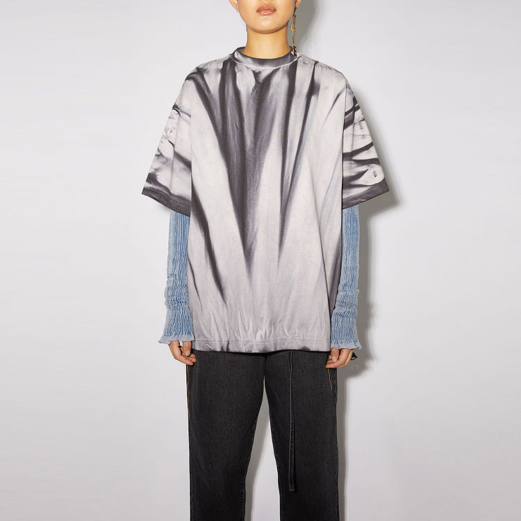 Футболка с рукавом дроп-шилдер женская Acne Studios, серебристый — фото 3