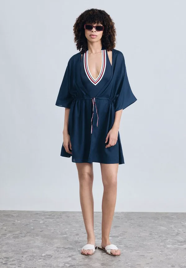 Кафтан, мини-платье-накидка, пляжный аксессуар Tommy Hilfiger, Dark Night Navy — фото 2