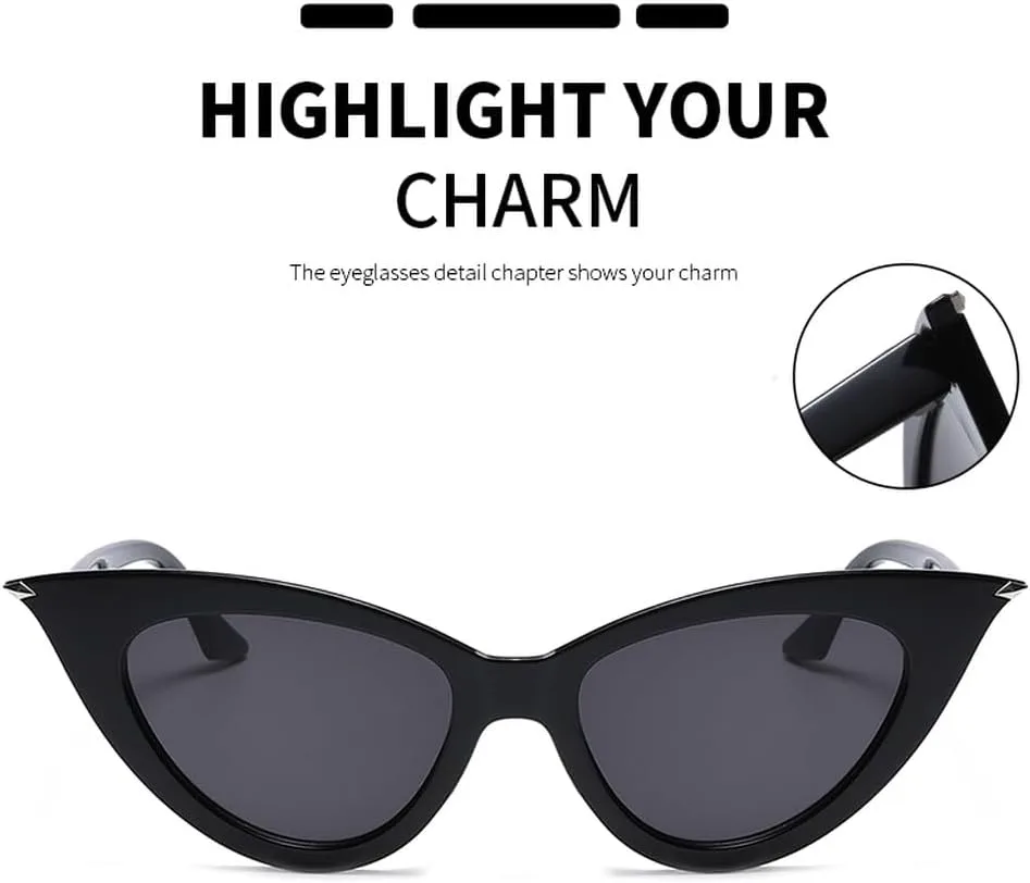 

Женские солнцезащитные очки «кошачий глаз», маленький размер, модные ретро-очки с декором в стиле «кошачий глаз», зеленые солнцезащитные очки UV400 LVTFCO, Black