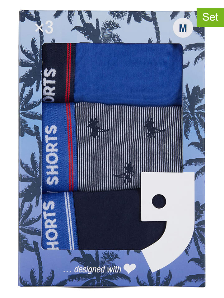 

Happy Shorts Комплект из 3 штук: боксерские шорты темно-синего/сине-серого цвета