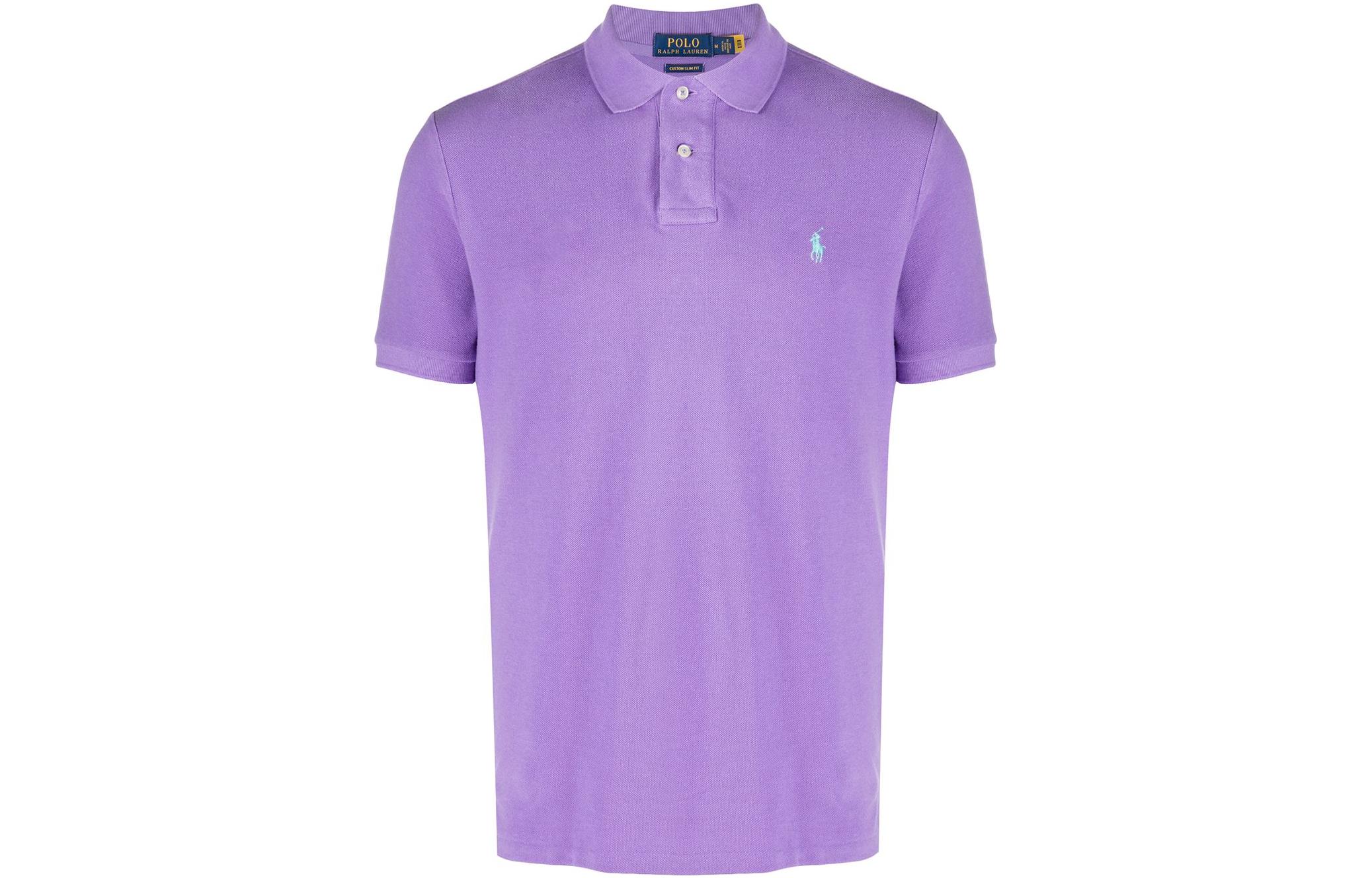 Поло с вышивкой пони и короткими рукавами Polo Ralph Lauren, фиолетовый — фото 3