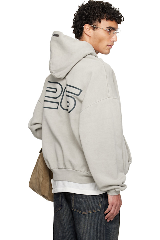 Fear Of God Essentials Серая праздничная толстовка из плотного флиса в стиле 90-х — фото 3