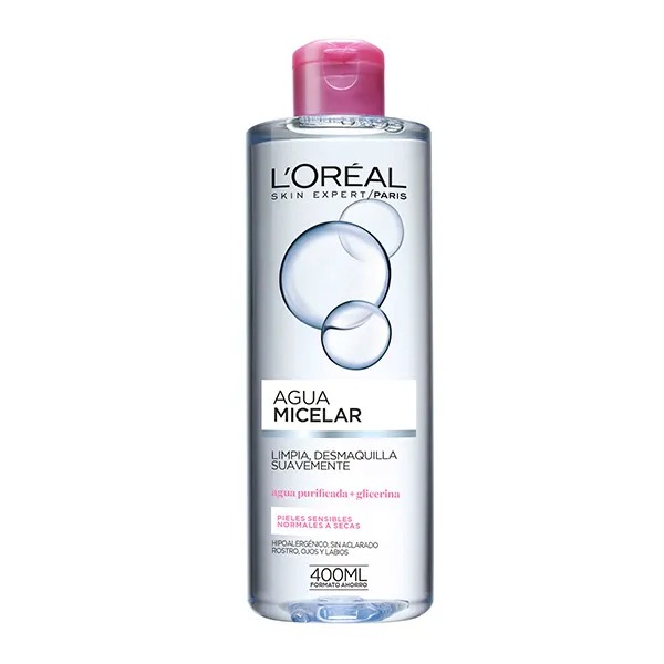 

Бережно очищает и удаляет макияж Agua Micelar L'Oreal, 400 ml
