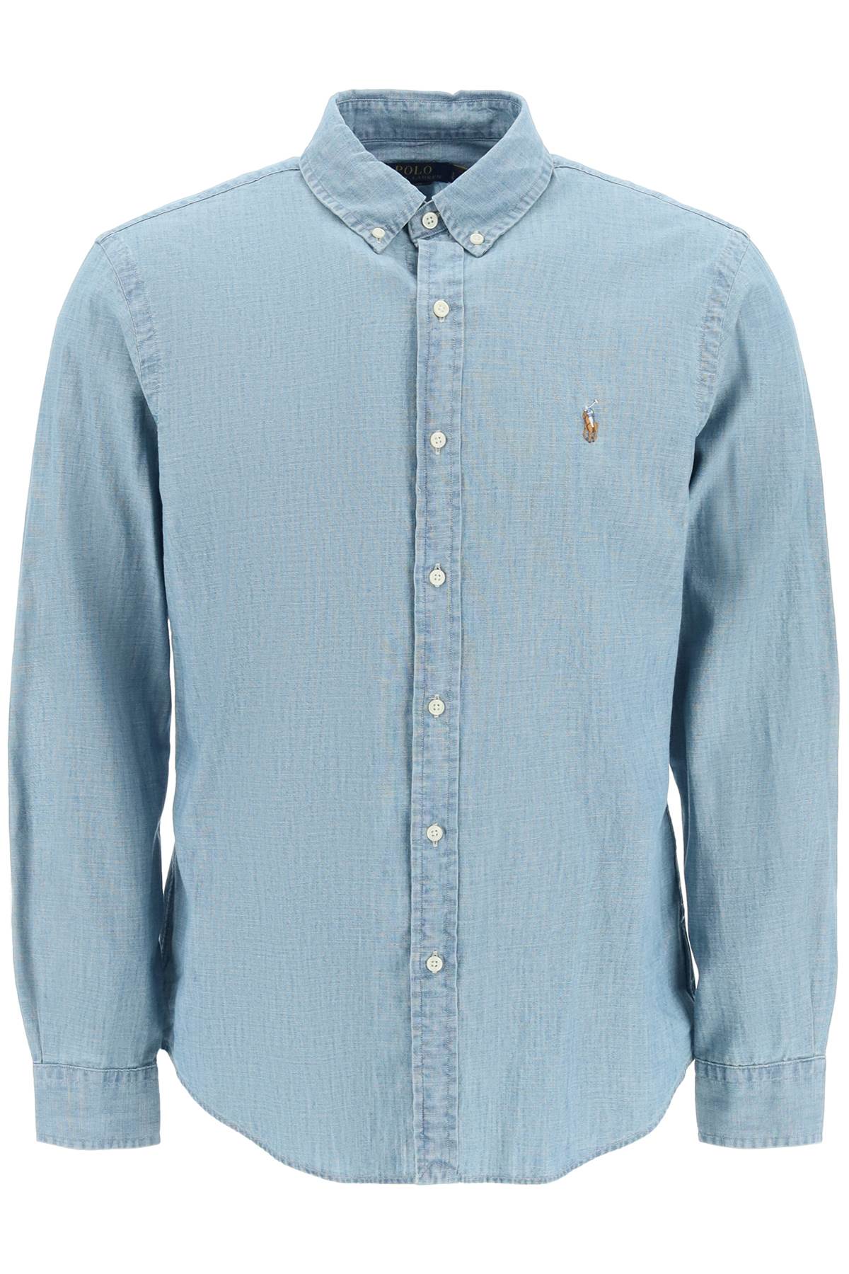 

Мужская рубашка Polo Ralph Lauren Slim Fit из ткани шамбре Stone-Washed, светло-голубой