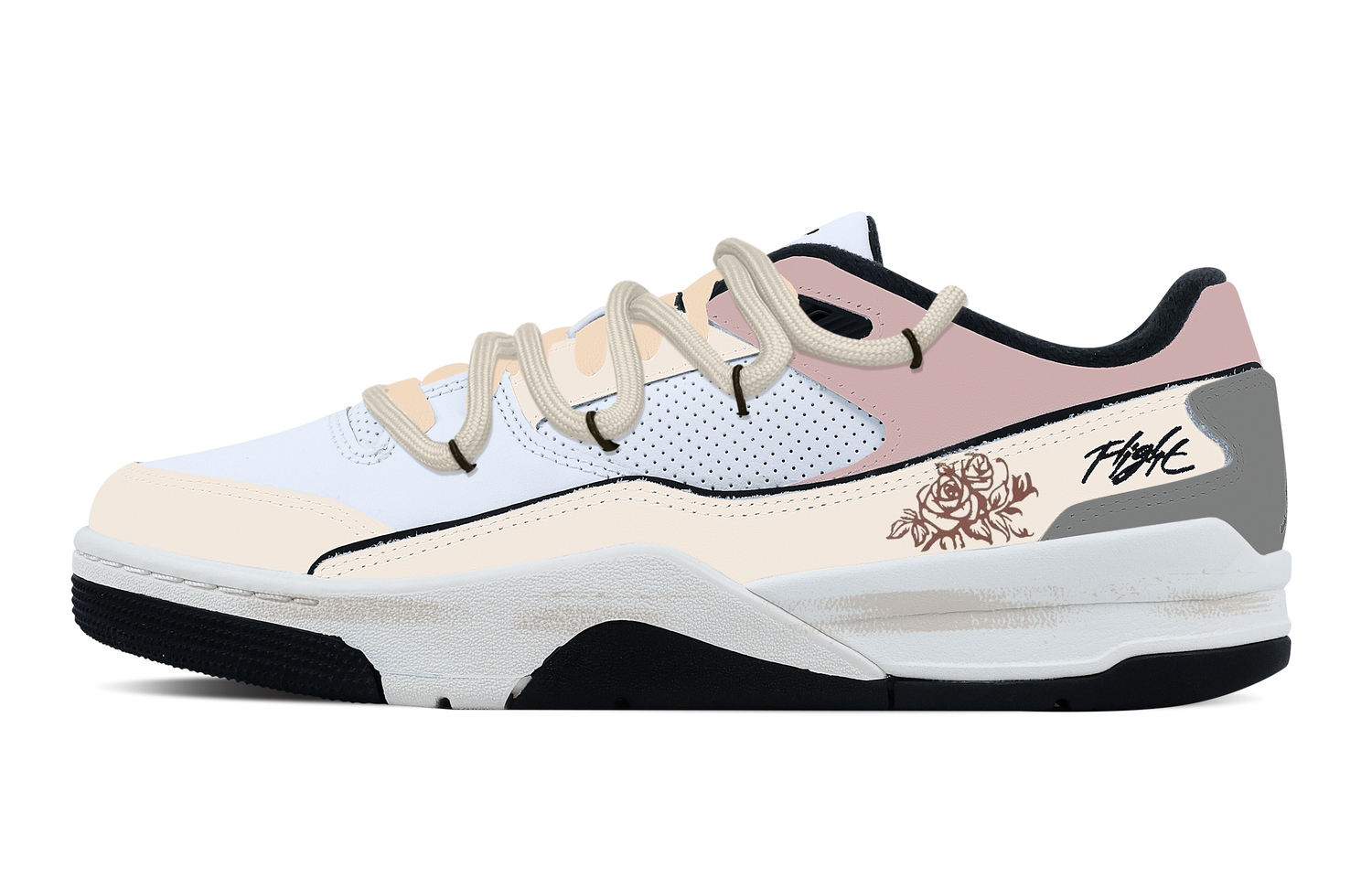 

Jordan FLIGHT COURT Rose Vow Abrasion Resistant Low top Vintage Basketball Shoes Men's Pink White