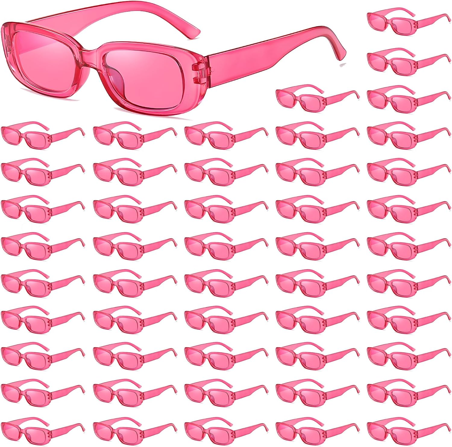 

Солнцезащитные очки прямоугольной формы, оптовая упаковка 50/100 штук, для взрослых, ретро, ​​недорогие, в стиле 90-х, Y2K, маленькие очки, защита UV400 QYVEWY, 50hotpink