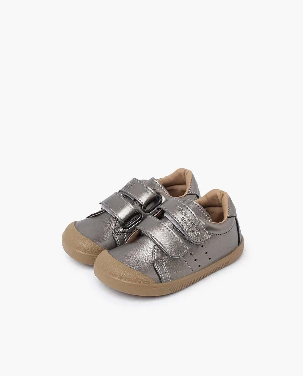Мягкие детские кеды из канвы barefoot из веганской кожи Pisamonas, Plata Metalizada — фото 2