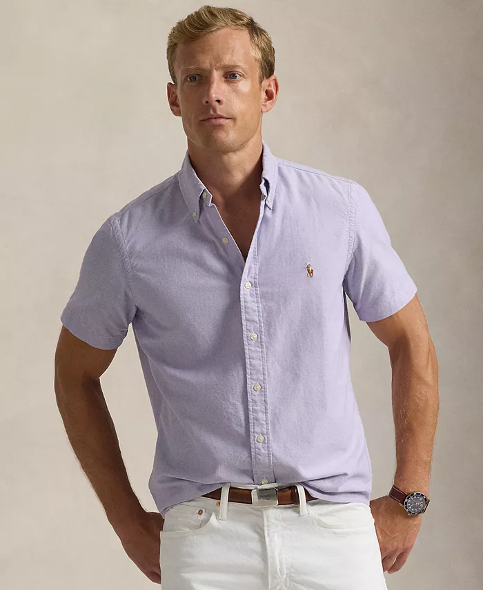 

Мужская классическая короткорукавная рубашка Oxford Polo Ralph Lauren, зеленый
