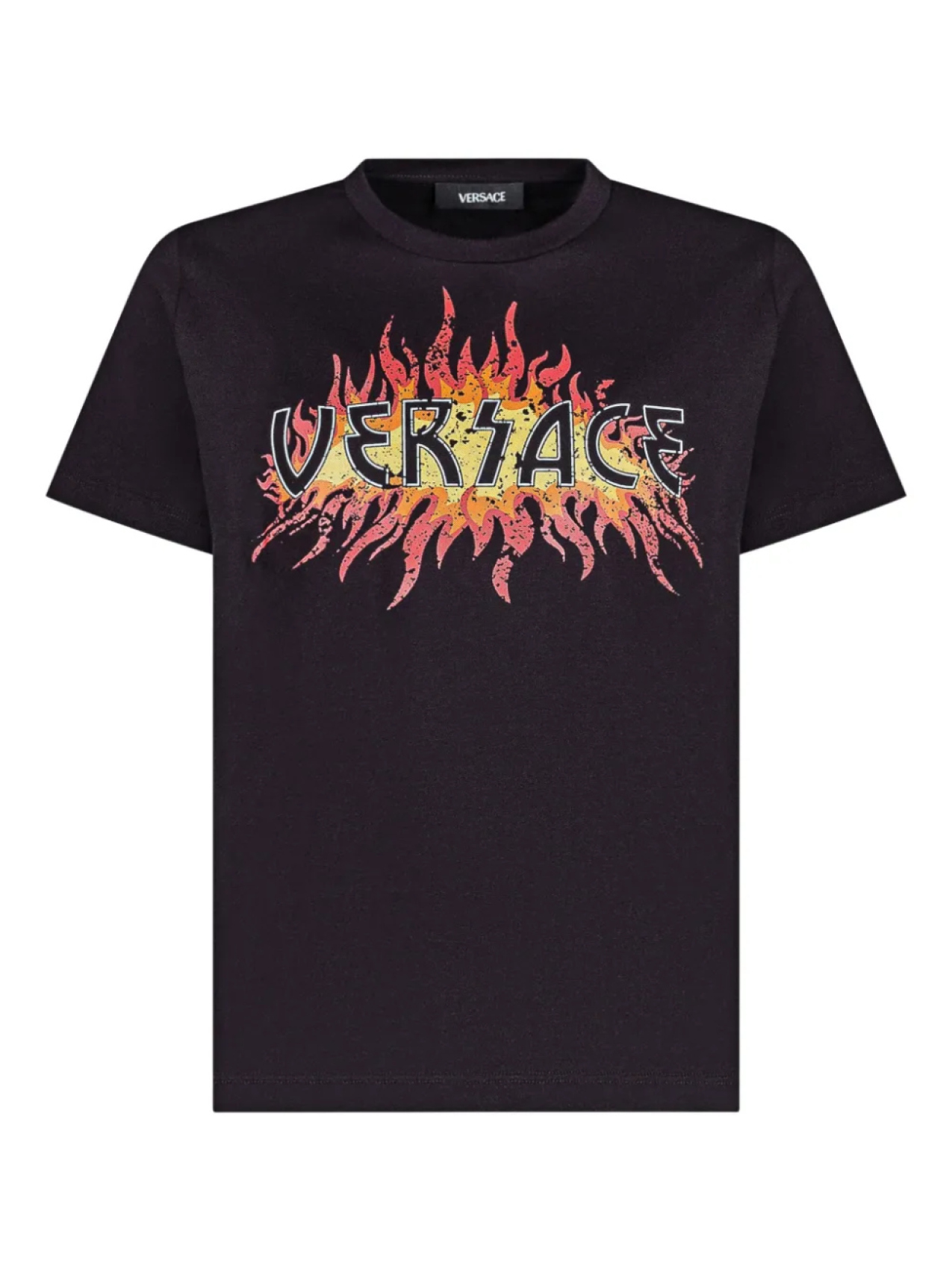 

Футболка с изображением пламени Versace Kids, черный