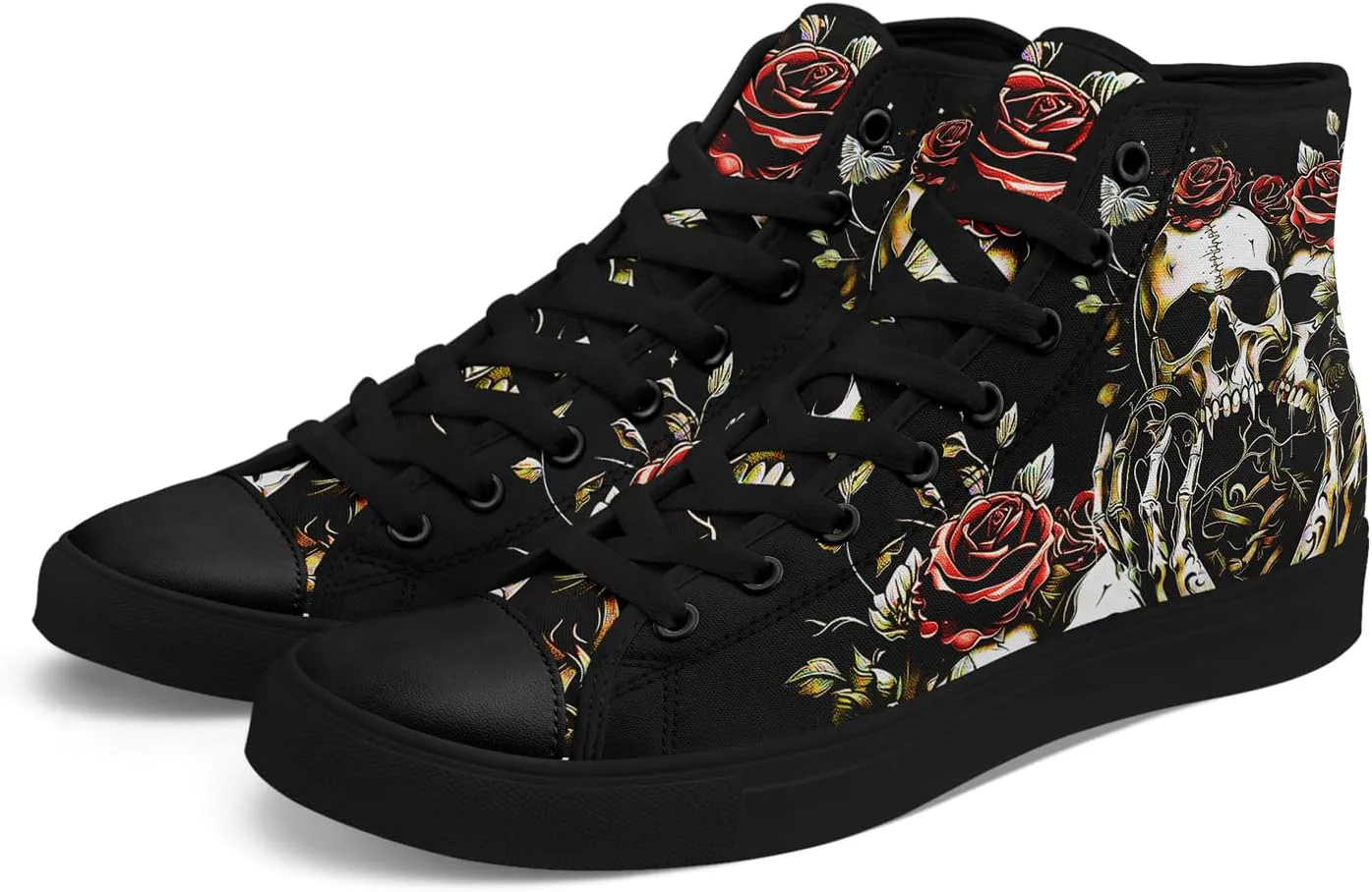 

Мужские высокие кеды с черепом на холщовой ткани, классические модные высокие кроссовки, универсальные повседневные кроссовки с шнуровкой Coolcustomize