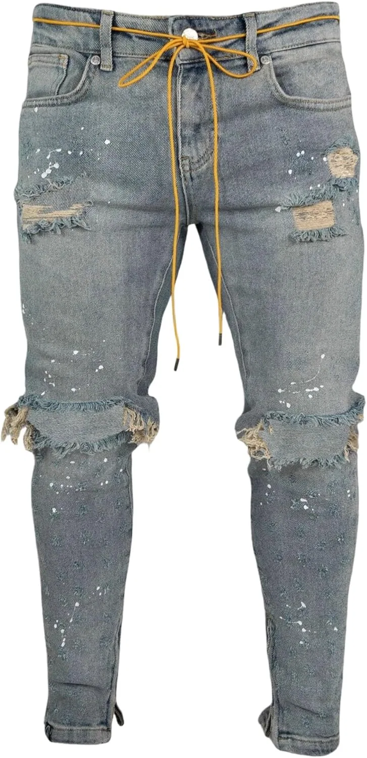 Джинсы Slim Fit с потертостями, Light Blue