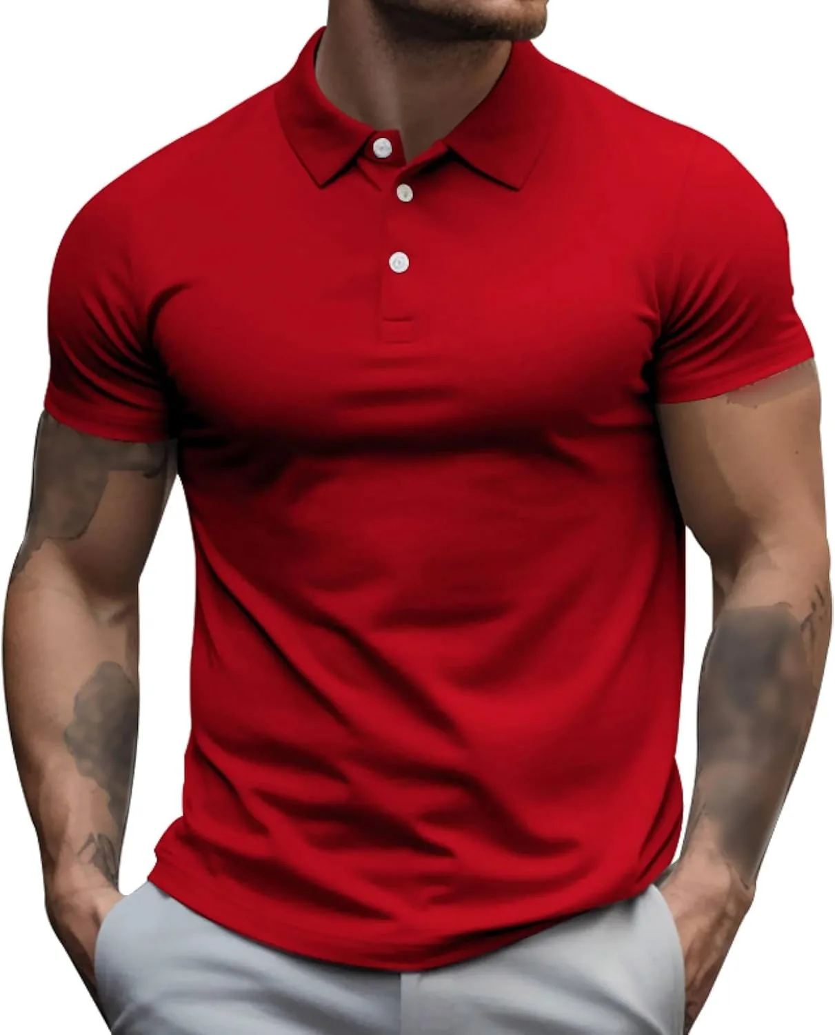 

Мужская поло Maiyifu-GJ Classic Fit из хлопковой смеси с карманом