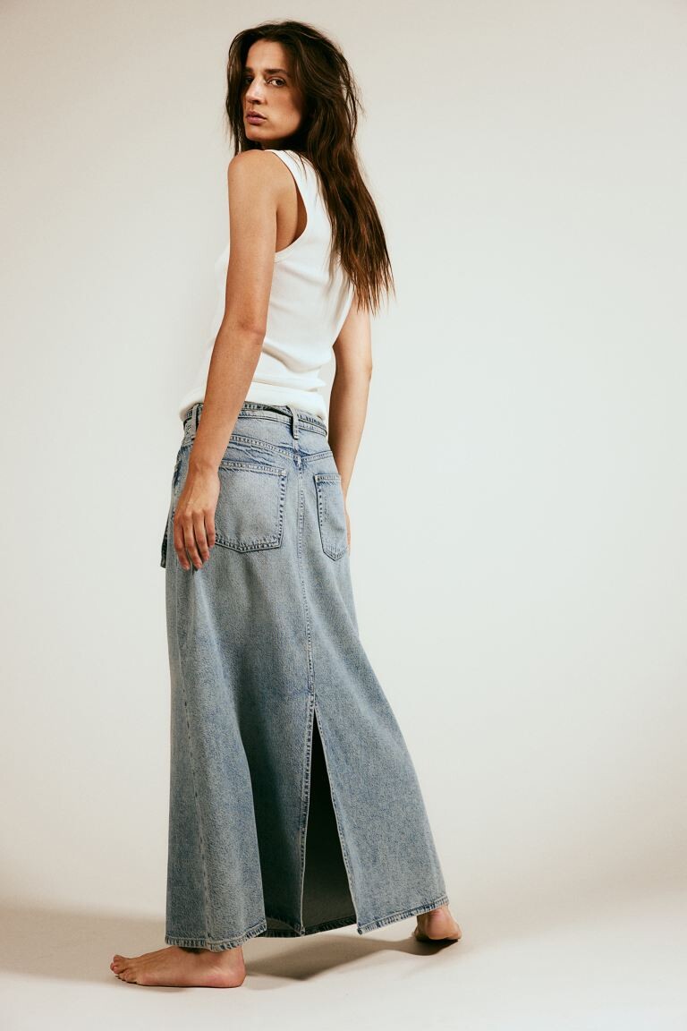 

Юбка из мягкой джинсовой ткани с перьями H&M, синий