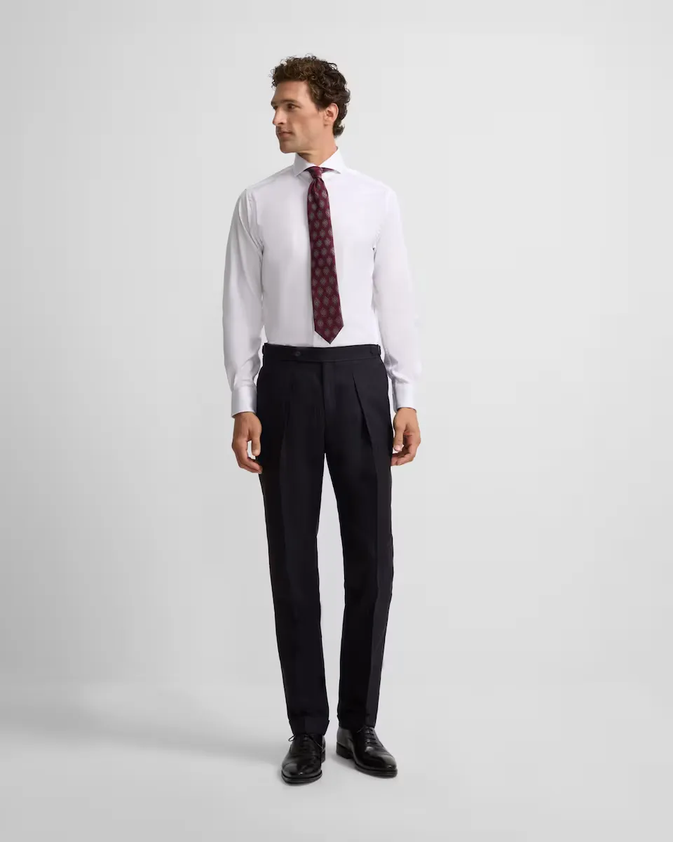 

Брюки мужские костюмные двубортные в синюю диагональную полоску цвет темно-синий Silbon