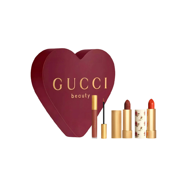 

Набор для макияжа Pleuche Box Limited Edition Cloud Mist с лёгкой растушёвкой и стойким матово-сияющим финишем 6,5 мл+3,5 г+3,5 г GUCCI, three-piece set: #505 cloud mist liquid lipstick+#302 velvet lip balm+#505 velvet lip balm