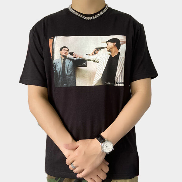 Футболка ss22 the killer trust tee bloody twins chow yun fat printing short sleeve black Supreme, черный — фото 3