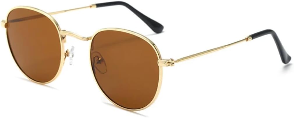 

Солнцезащитные очки с защитой от УФ-излучения UV400 | Металлические круглые линзы в стиле панк | Цветные линзы | Для женщин и мужчин | Для занятий спортом на открытом воздухе и вождения DSVIGF, Gold-brown