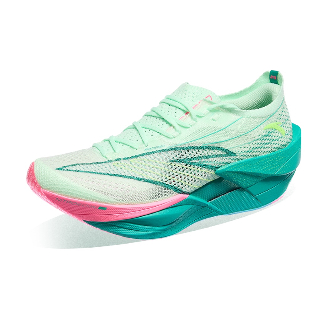 

ANTA Кроссовки для бега C202 6.0 PRO с амортизацией, противоскользящие и износостойкие, с низким верхом, с карбоновой пластиной, повседневные, зеленые, мужские